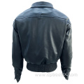 Custom Men's Leather Windproof Zip Up Bomber Jacket